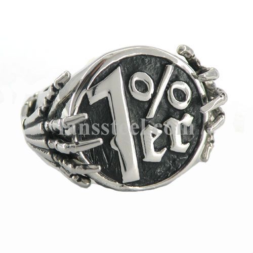 FSR10W41 skull hand hold one percent biker ring - Click Image to Close
